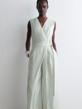 COS Pale Mint Sleeveless Wrap Jumpsuit